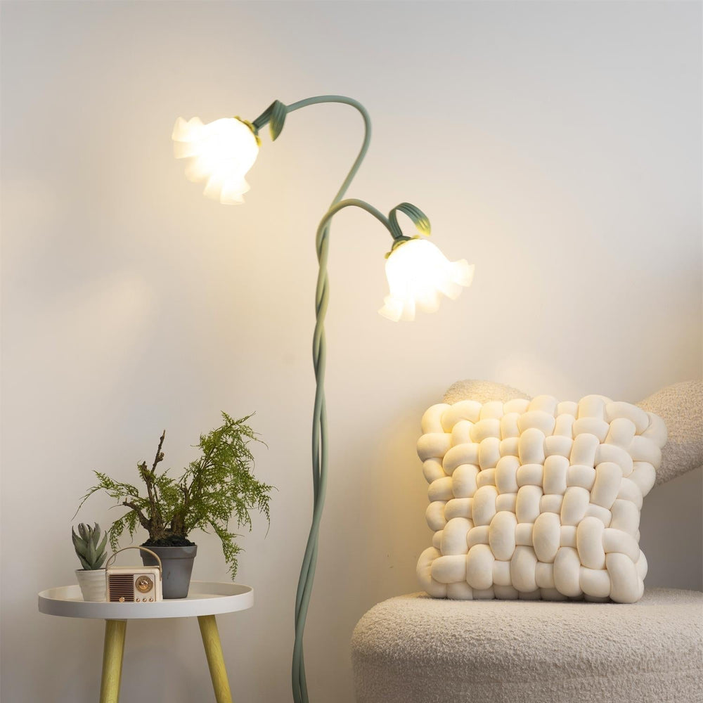 Calla Flower Floor Lamp Matte Green Floral Standing Light