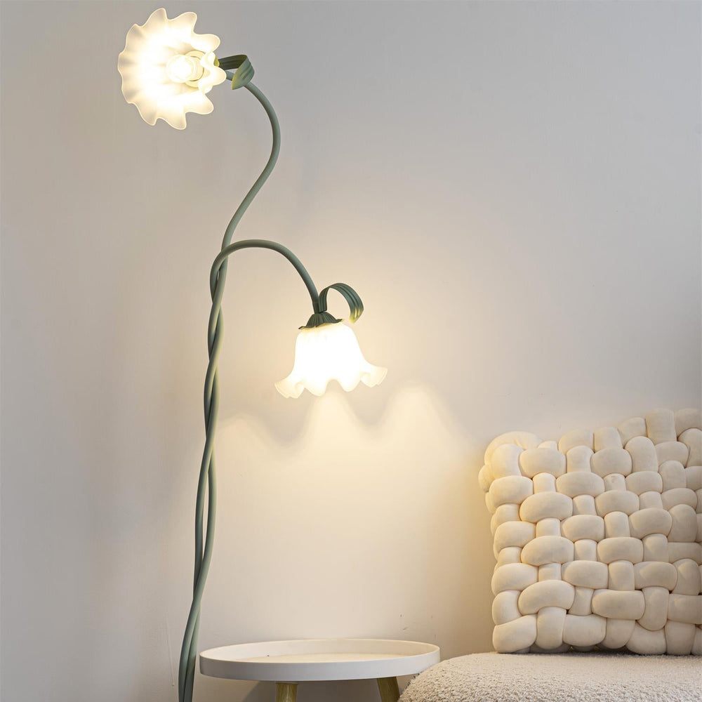 Calla Flower Floor Lamp Matte Green Floral Standing Light