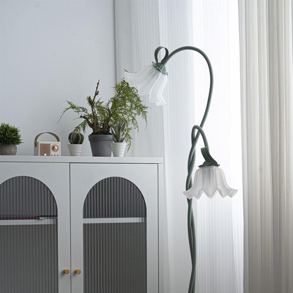 Calla Flower Floor Lamp Matte Green Floral Standing Light