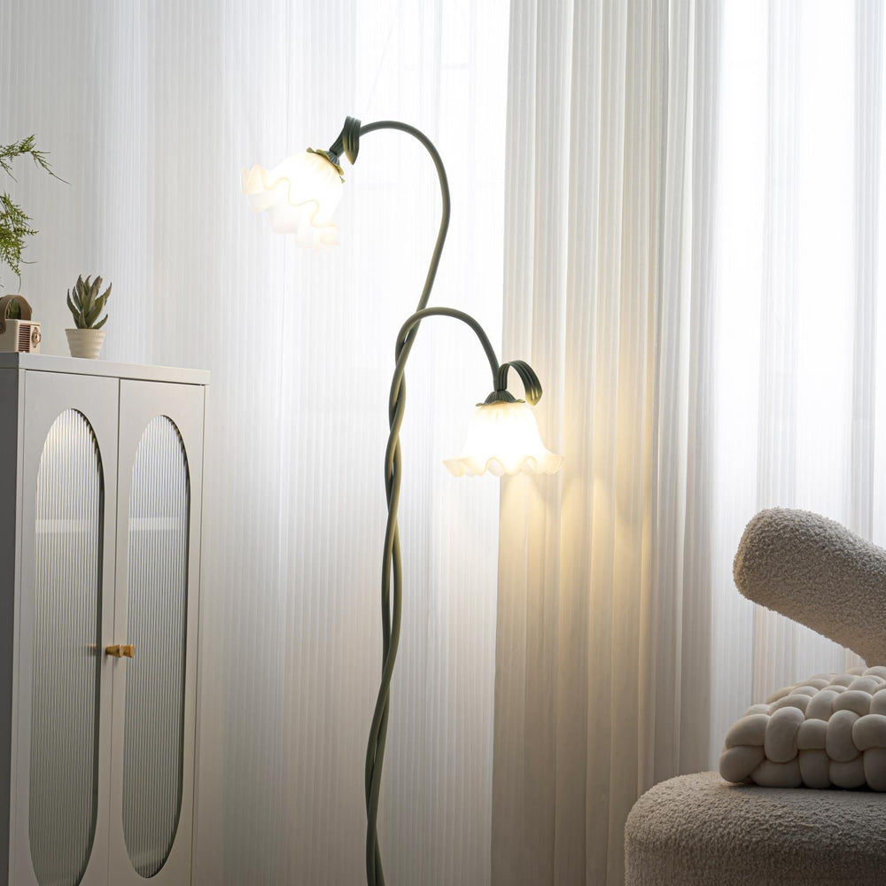 Calla Flower Floor Lamp Matte Green Floral Standing Light