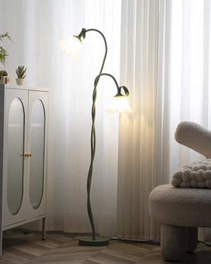 Calla Flower Floor Lamp Matte Green Floral Standing Light