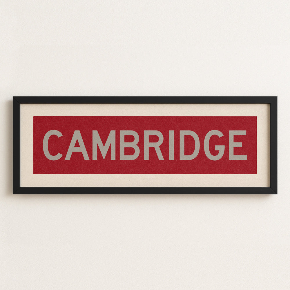 Framed Cambridge Crimson and Gray Bus Scroll