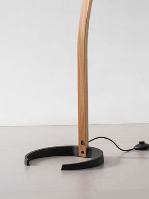 Arbora | Arc Floor Lamp with Beech Wood and Pleated Shade | Plug In Lamp for Living Room