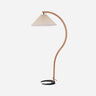 Arbora | Arc Floor Lamp with Beech Wood and Pleated Shade | Plug In Lamp for Living Room
