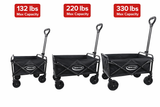 Collapsible Wagon Cart with Wheels Foldable - Folding Utility Heavy Duty Wagons Carts for Grocery Sports Garden Shopping Camping Wheelbarrows