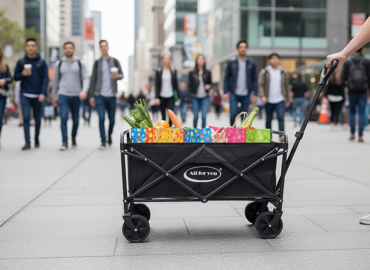 Collapsible Wagon Cart with Wheels Foldable - Folding Utility Heavy Duty Wagons Carts for Grocery Sports Garden Shopping Camping Wheelbarrows