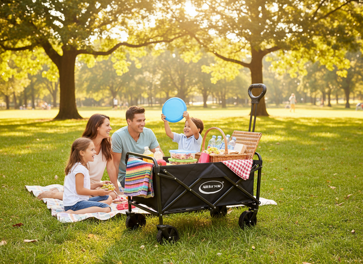 Collapsible Wagon Cart with Wheels Foldable - Folding Utility Heavy Duty Wagons Carts for Grocery Sports Garden Shopping Camping Wheelbarrows