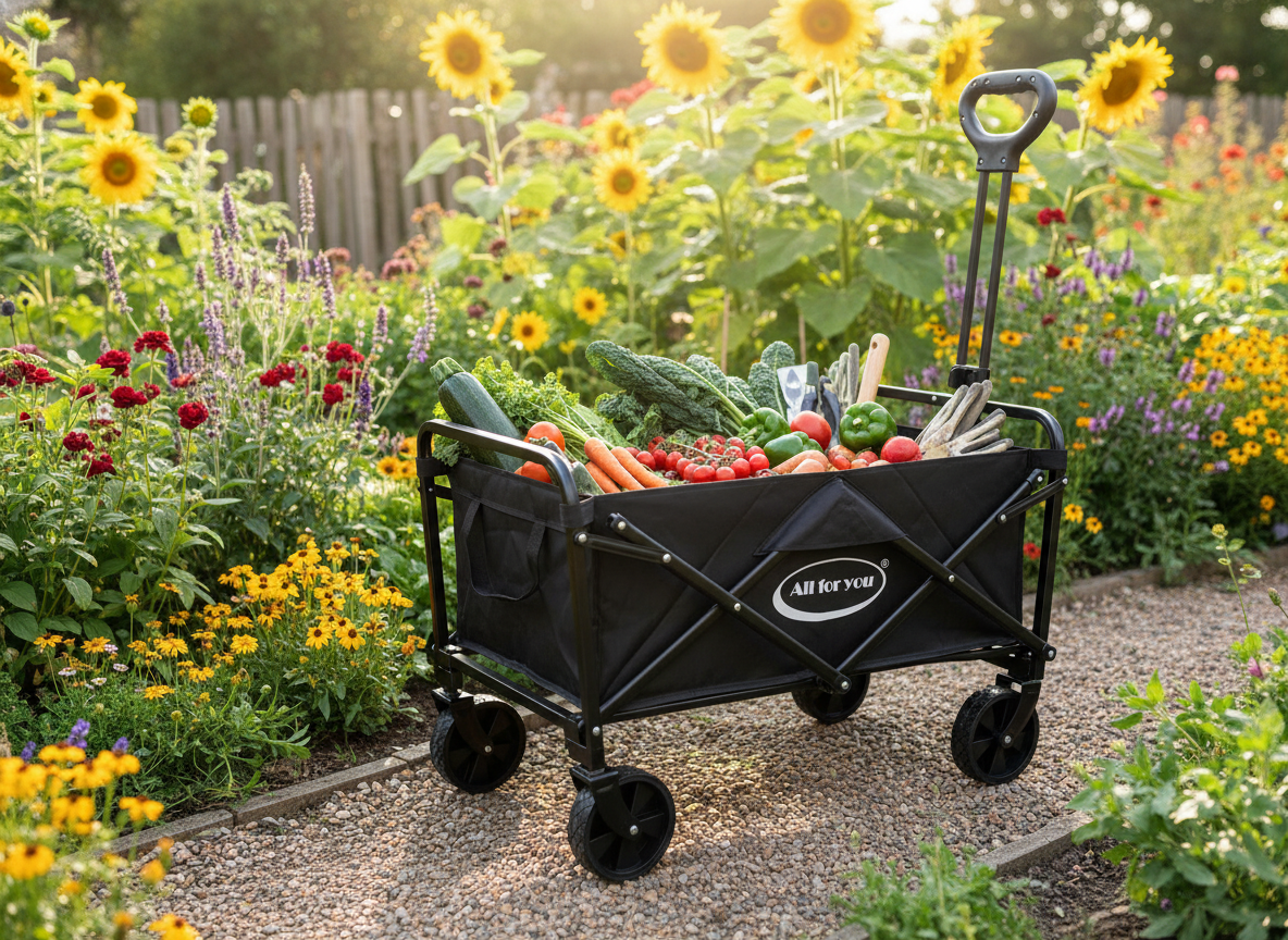 Collapsible Wagon Cart with Wheels Foldable - Folding Utility Heavy Duty Wagons Carts for Grocery Sports Garden Shopping Camping Wheelbarrows