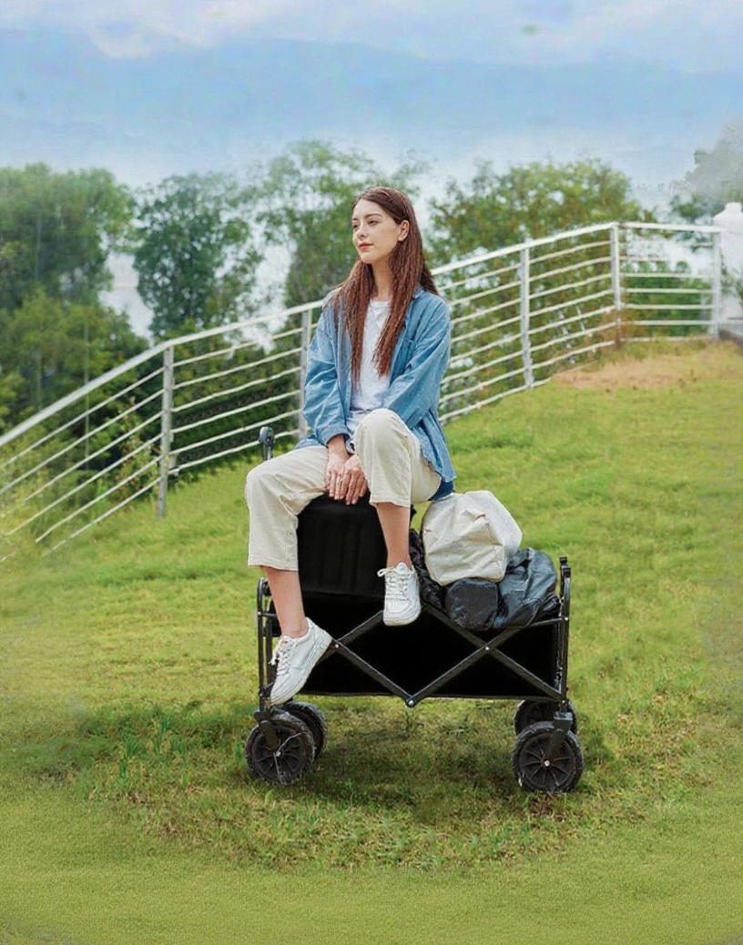 Collapsible Wagon Cart with Wheels Foldable - Folding Utility Heavy Duty Wagons Carts for Grocery Sports Garden Shopping Camping Wheelbarrows