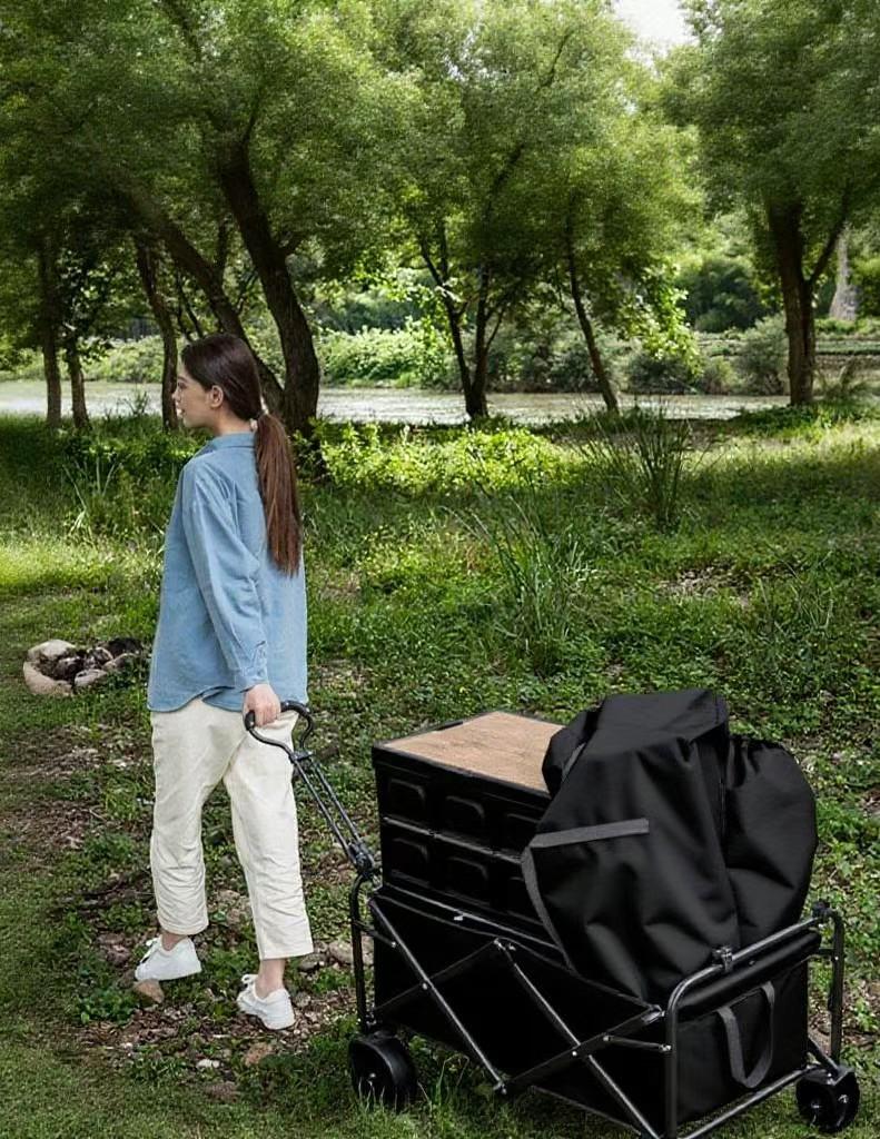 Collapsible Wagon Cart with Wheels Foldable - Folding Utility Heavy Duty Wagons Carts for Grocery Sports Garden Shopping Camping Wheelbarrows