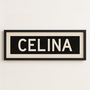 Framed Celina Bus Scroll Sign