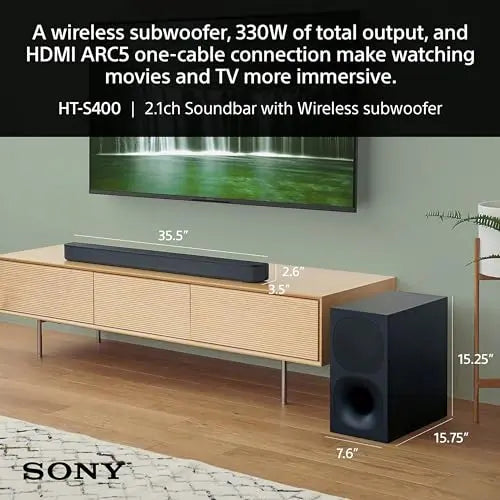 Certified Refurbished - Sony HT-S400 2.1ch Soundbar with Wireless subwoofer