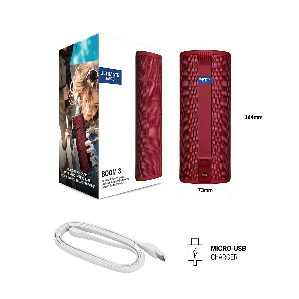 Certified Refurbished - Ultimate Ears - BOOM 3 Wireless Bluetooth Speaker - Sunset Red - 984-001352