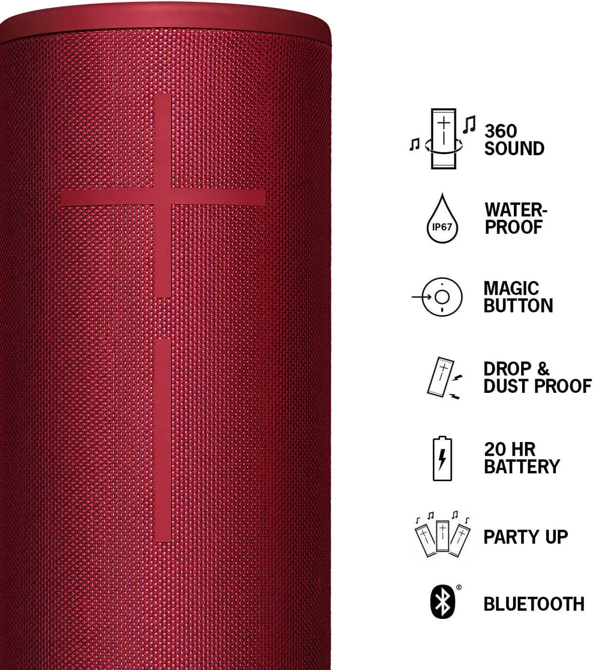 Certified Refurbished - Ultimate Ears MEGABOOM 3 Portable Bluetooth Speaker System - Red