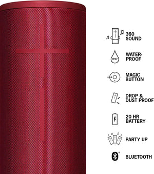 Certified Refurbished - Ultimate Ears MEGABOOM 3 Portable Bluetooth Speaker System - Red