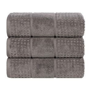 Napa Zero Twist Cotton Solid Waffle Honeycomb Bath Towel Set of 3 - Bath Towel by Superior Brand