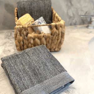 Bamboo Cotton Hand Towels - Viscose from Bamboo + Cotton - 2pk - Charcoal