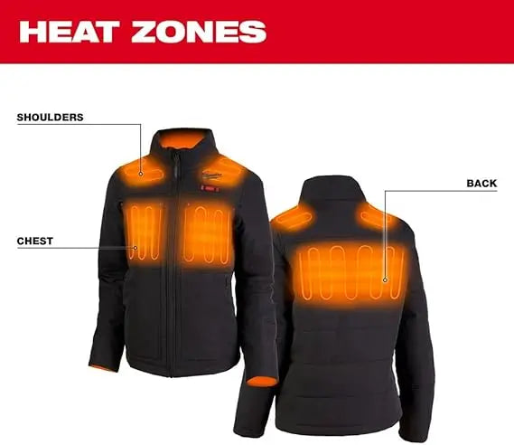 Open Box -  Milwaukee Tool Women's Large M12 12V Li-Ion Cordless AXIS Black Heated Quilted Jacket Kit w/(1) 2Ah Battery/Charger