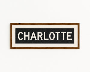 Framed Charlotte North Carolina Bus Scroll