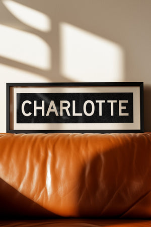 Framed Charlotte North Carolina Bus Scroll