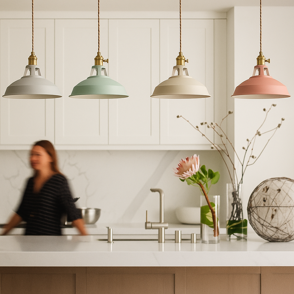 Industrial Colourful Metal Dome Pendant Light LED 1-light