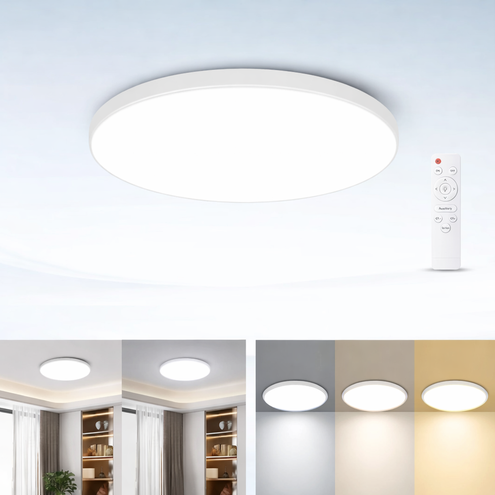 Stepless Dimming LED Ceiling Light Waterproof Remote Control 30W-50W Living Bedroom
