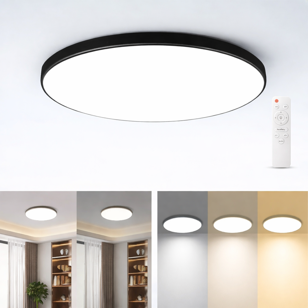 Stepless Dimming LED Ceiling Light Waterproof Remote Control 30W-50W Living Bedroom