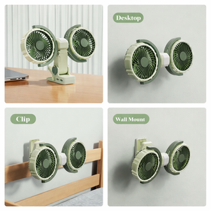 Hipacool Dual Head Car Clip Fan 4000mAh 3-Speed USB