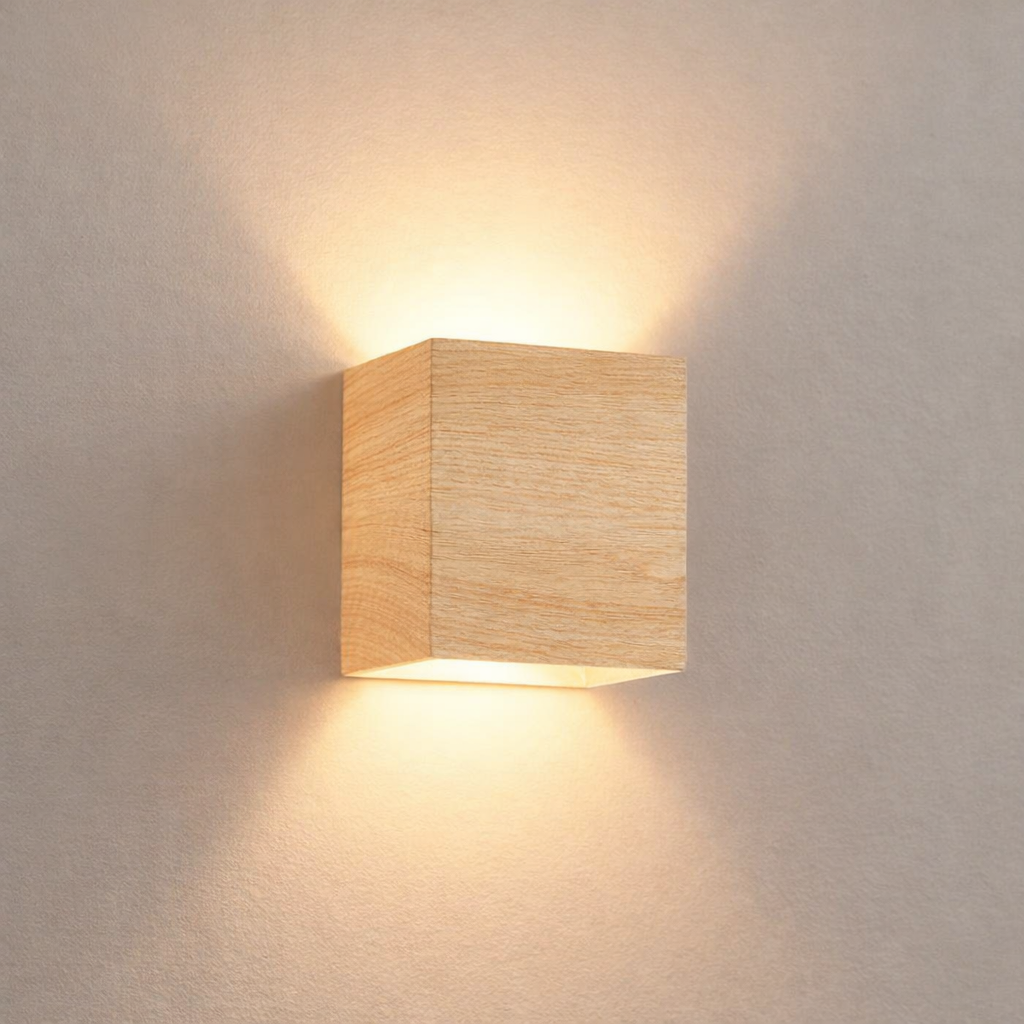 Nordic Wooden Wall Sconce LED Up Down Bedside Living Room Walnut Light