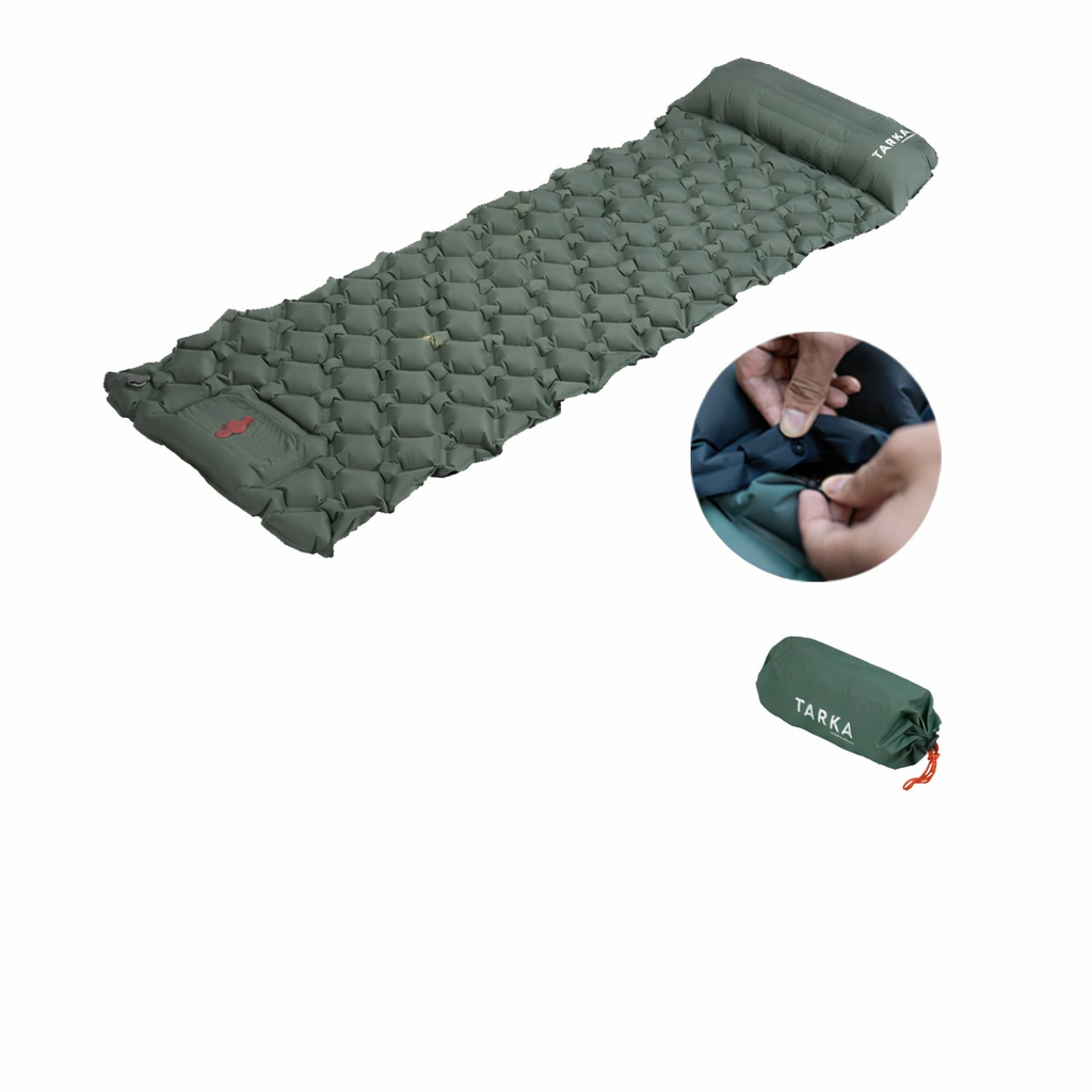 Self-Inflating Camping Sleeping Pad with Pillow – Ultralight Hiking Air Mattress