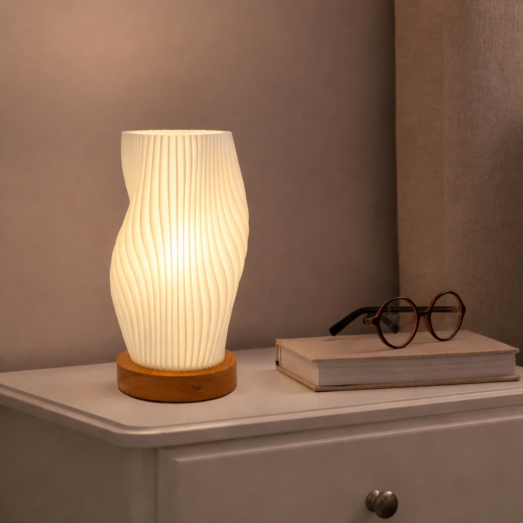 USB LED 3D Pleated Desk Lamp Dimmable Bedside Table Lamp Modern Bedroom Light