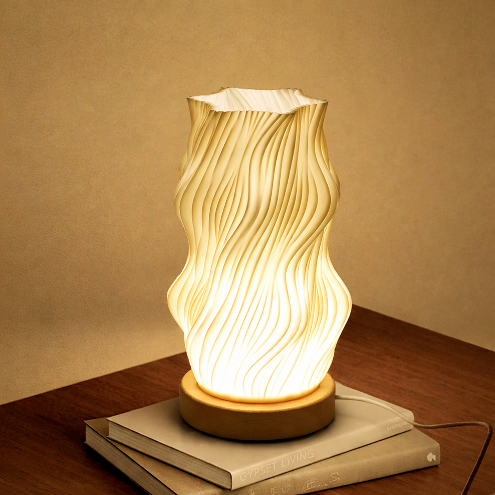 USB LED 3D Pleated Desk Lamp Dimmable Bedside Table Lamp Modern Bedroom Light