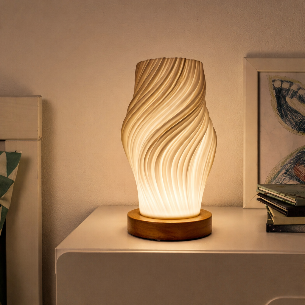 USB LED 3D Pleated Desk Lamp Dimmable Bedside Table Lamp Modern Bedroom Light