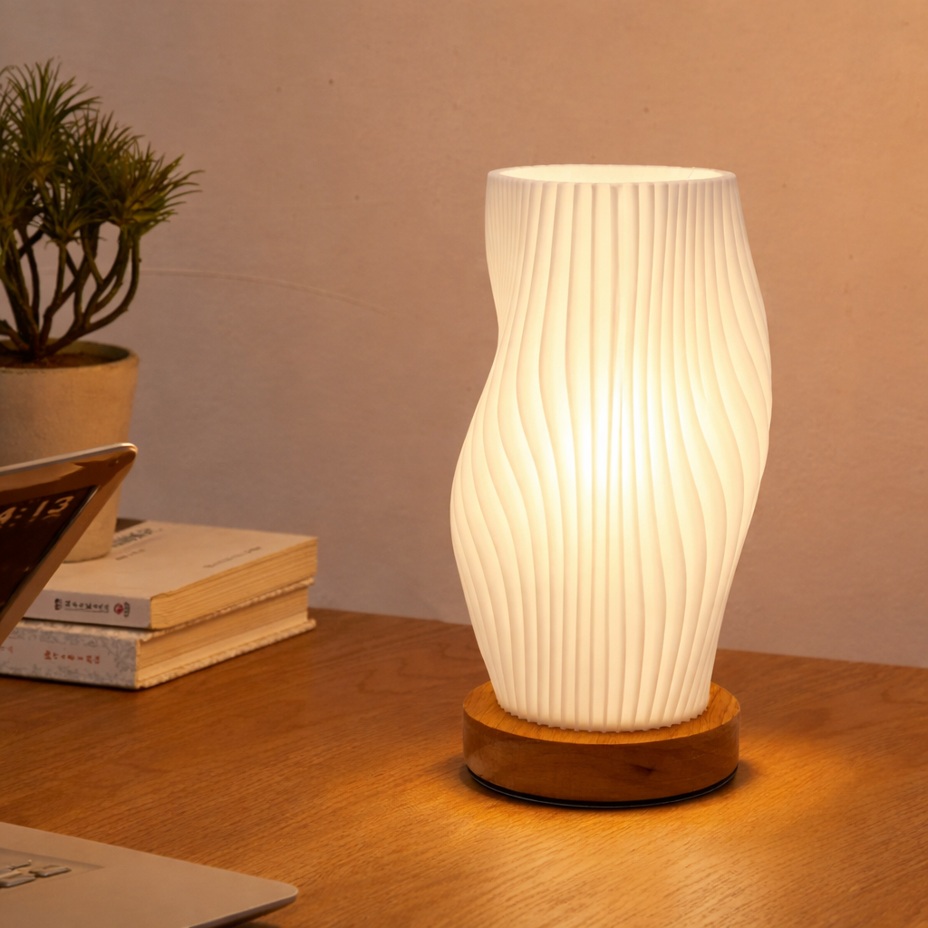 USB LED 3D Pleated Desk Lamp Dimmable Bedside Table Lamp Modern Bedroom Light