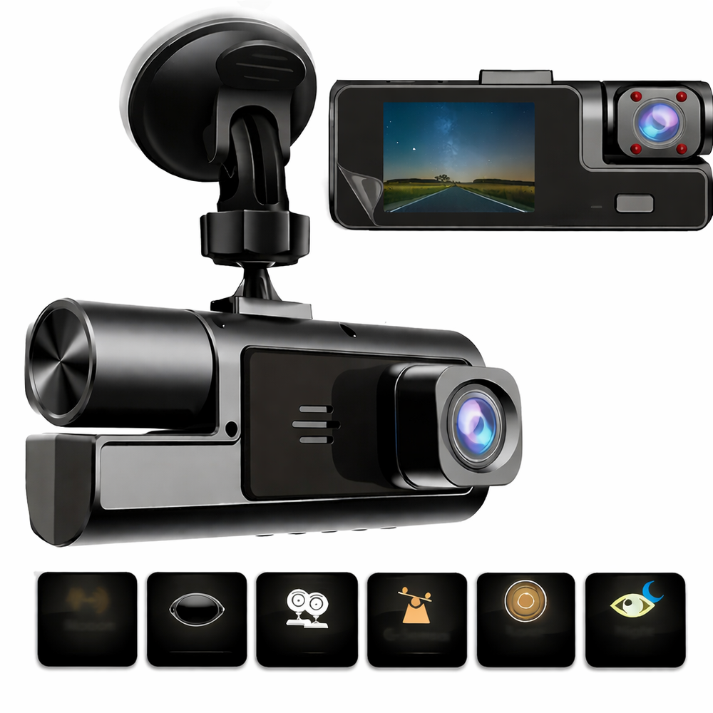 HD 1080P Car Dash Cam 3 Lens Front Rear Interior Camera Night Vision G-Sensor