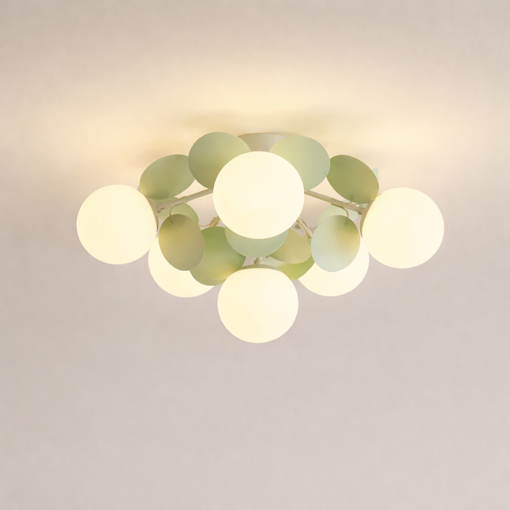 Nordic Green Molecule Glass Chandelier LED Pendant Light Bedroom Home Restaurant