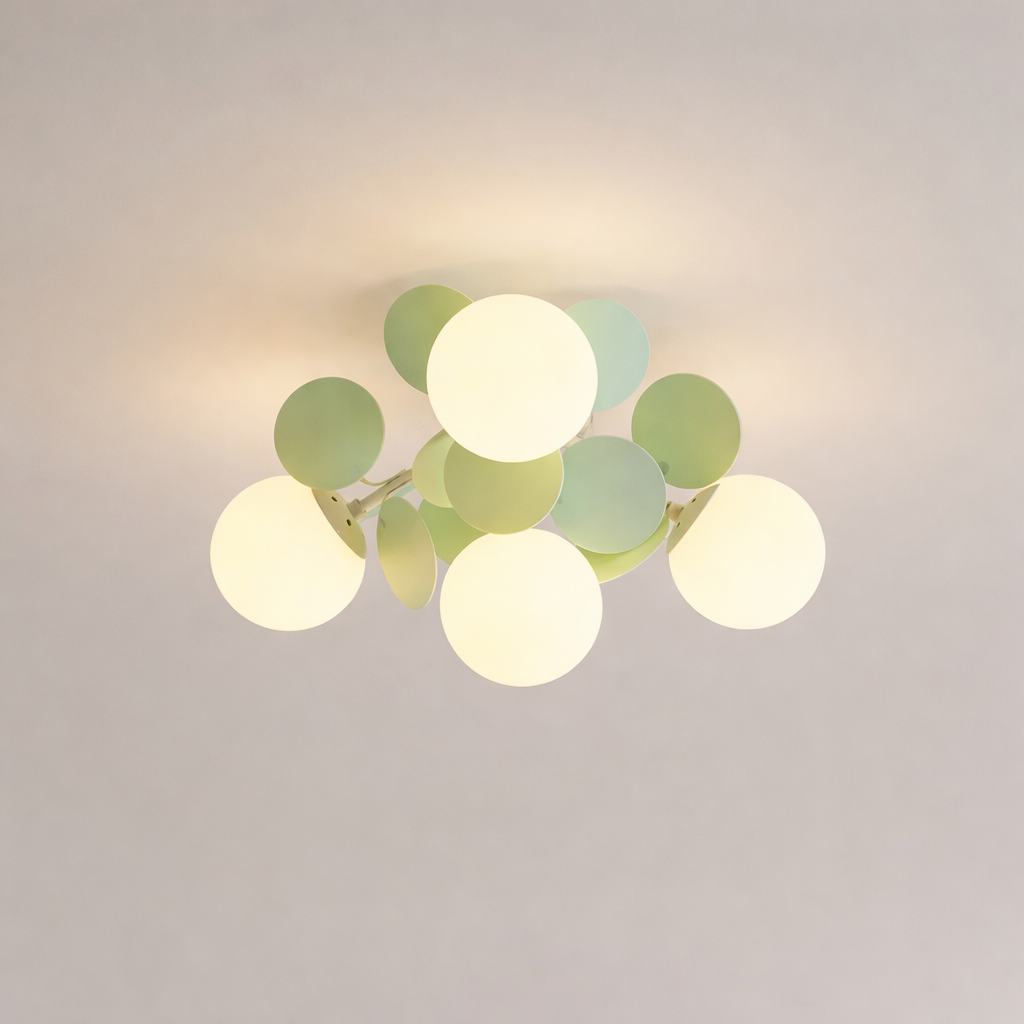 Nordic Green Molecule Glass Chandelier LED Pendant Light Bedroom Home Restaurant