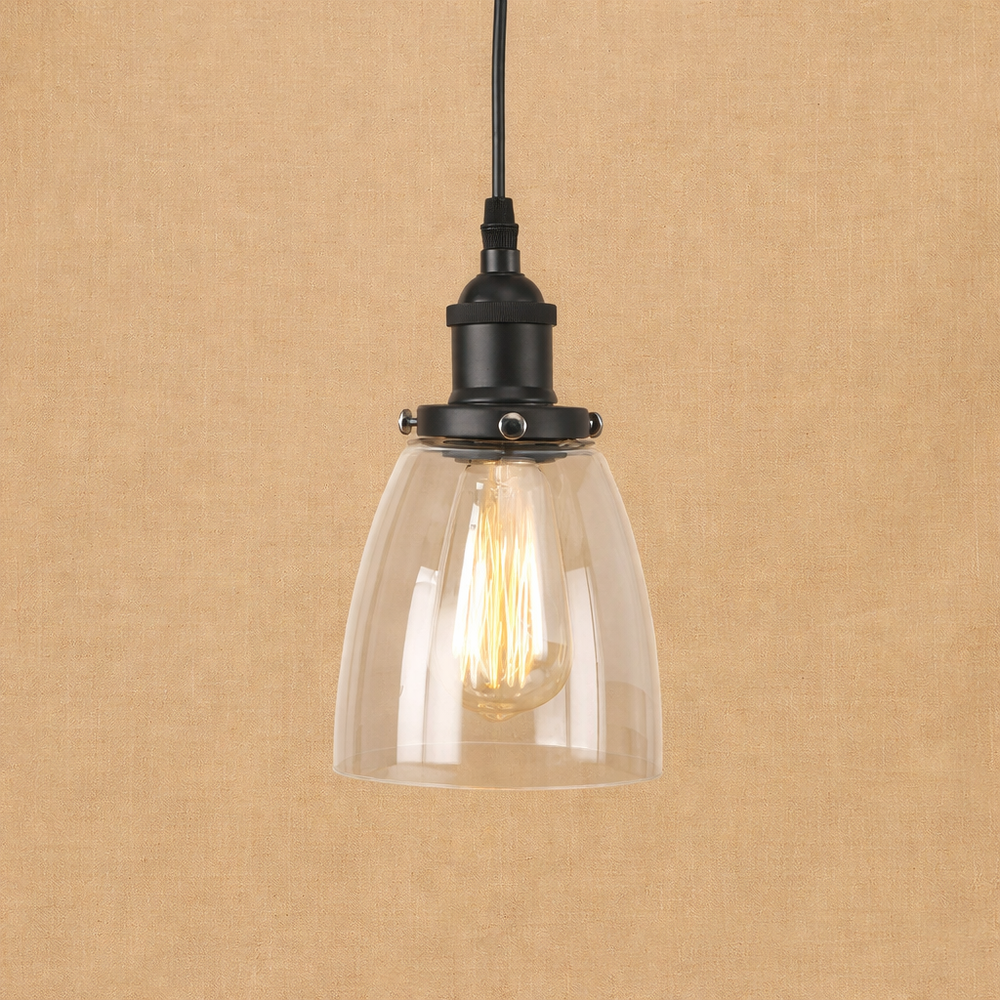 Industrial Glass Pendant Light Vintage Loft Hanging Lamp Metal Ceiling Fixture