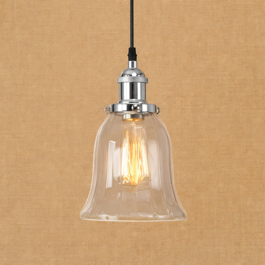 Industrial Glass Pendant Light Vintage Loft Hanging Lamp Metal Ceiling Fixture