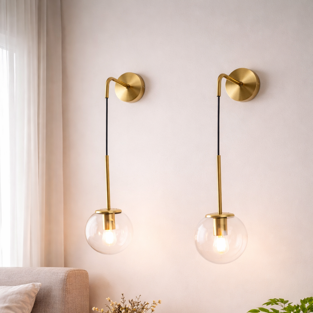 Nordic Glass Ball Wall Sconce LED Bedside Living Room Corridor Stair Light