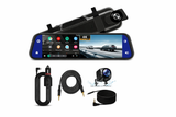 10 Inch 4K Dash Cam Rearview Mirror CarPlay Android Auto GPS WiFi DVR Dual Cam