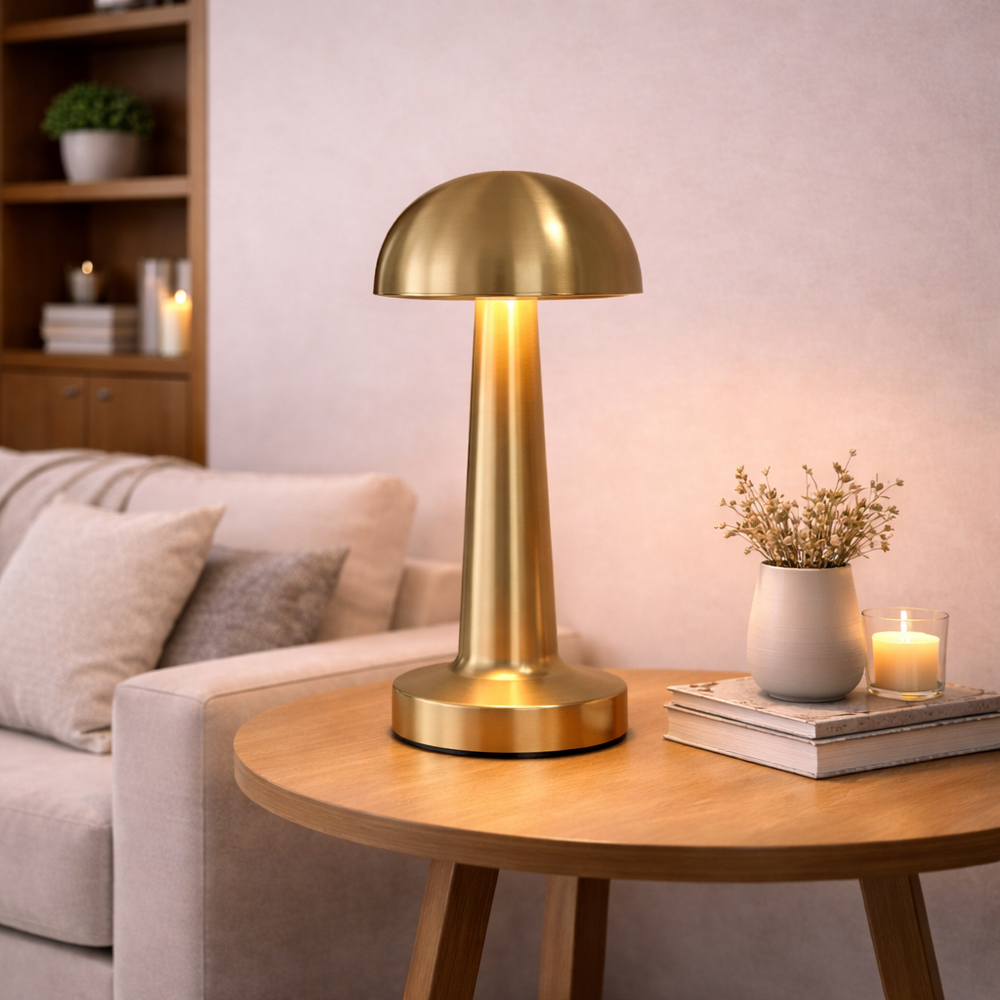 Retro LED Mushroom Table Lamp USB Rechargeable Dimmable Bedside Desk Light
