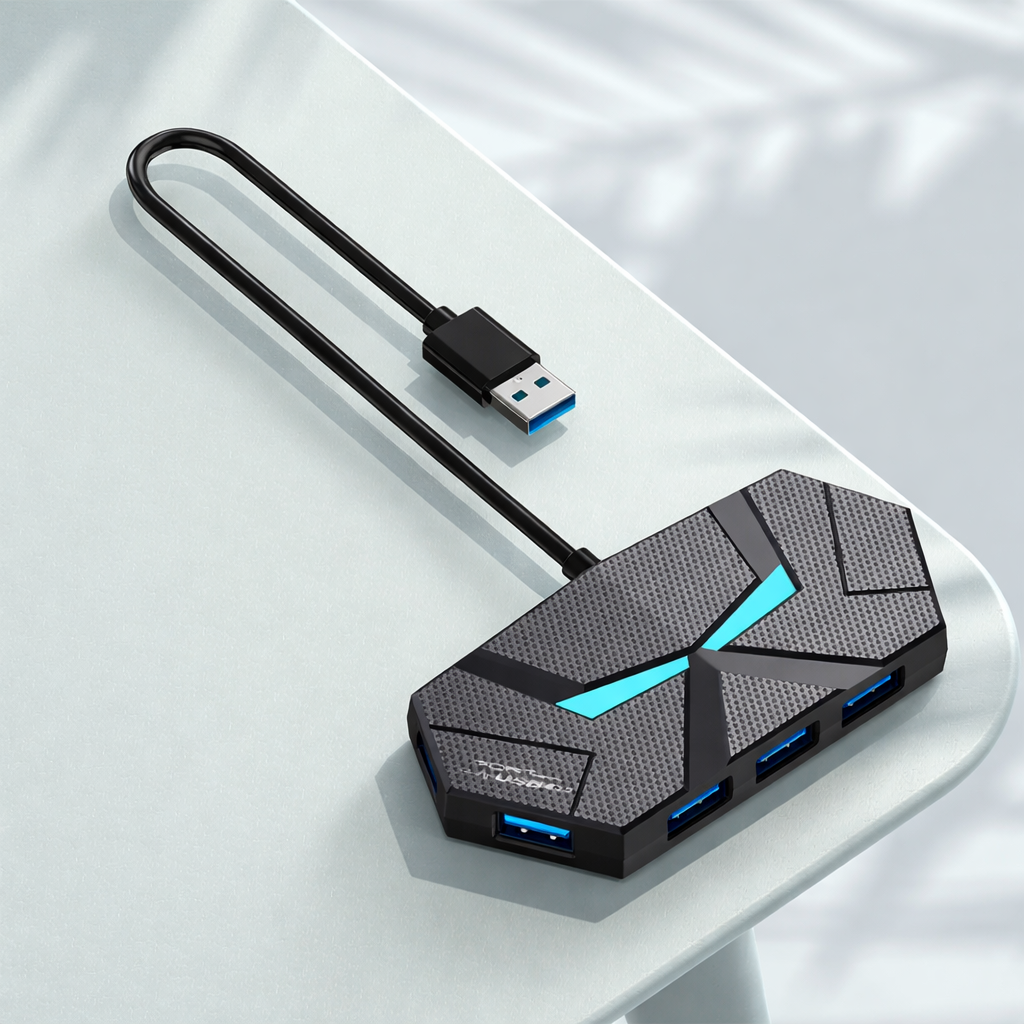 7 Port USB 3.0 Hub Powered USB Splitter 5Gbps PD Dock for Laptop PC