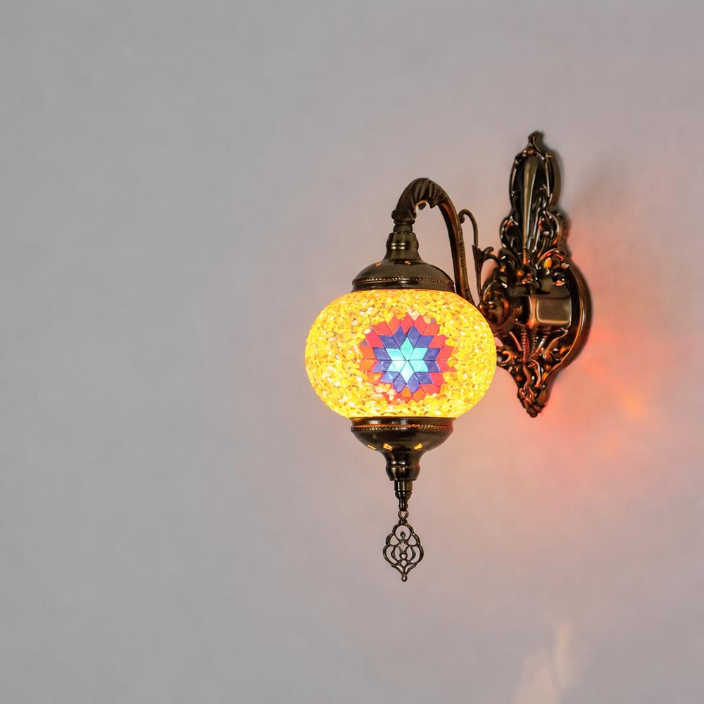 Vintage Bohemian Mosaic Glass Wall Lamp Indoor Lighting for Bedroom, Hall & Bar