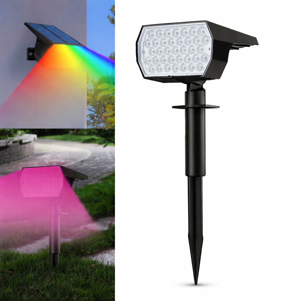 RGB Solar Landscape Spotlights Outdoor Waterproof LED Lights for Garden Decor