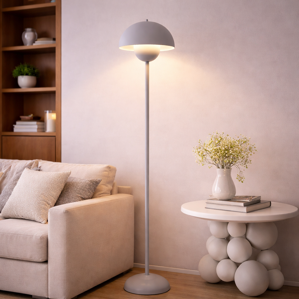 Modern Cream LED Floor Lamp E27 Bulb Minimalist Light for Bedroom Living Room