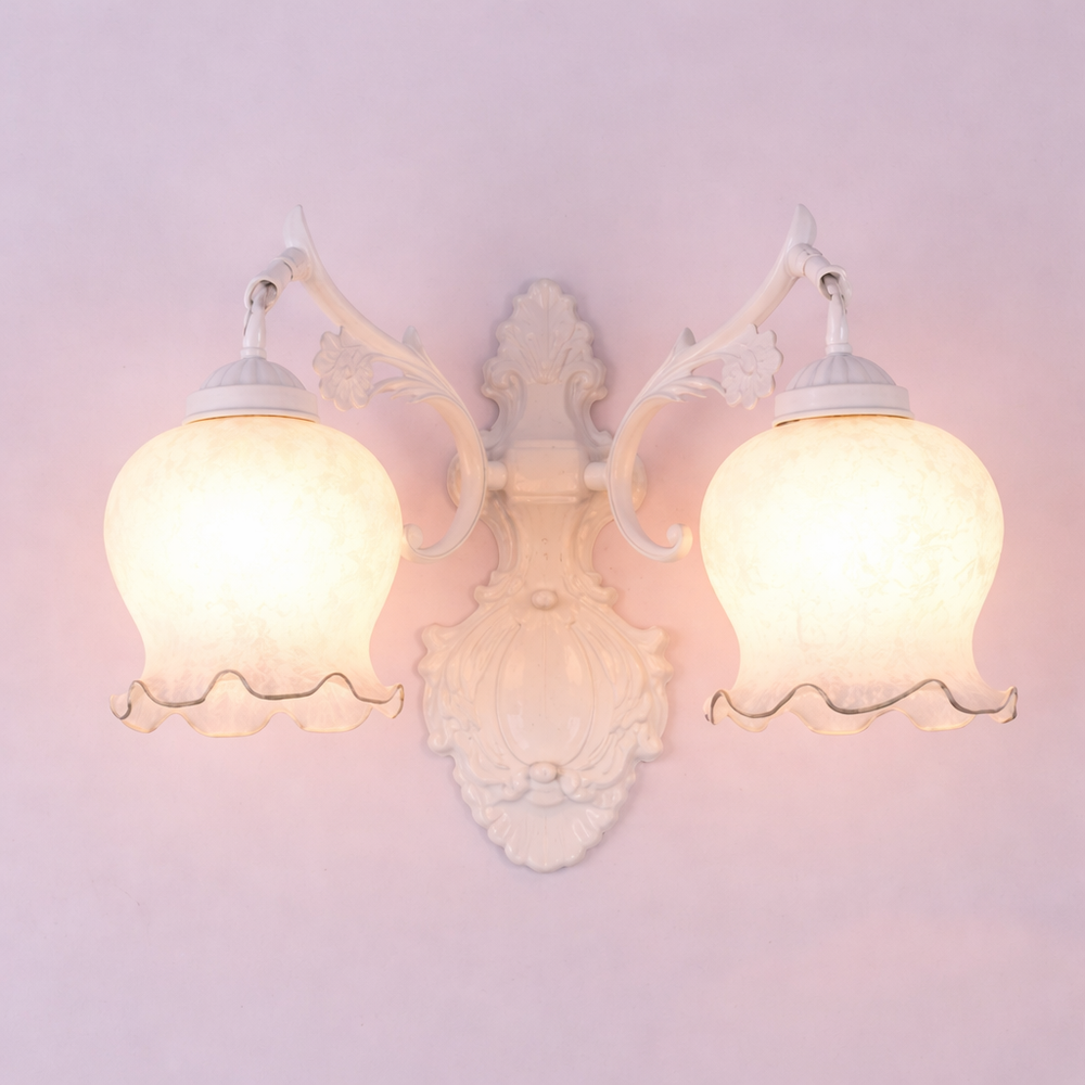 European Retro Wall Lamp Bedroom Bedside Corridor Double Head Bronzing Sconce