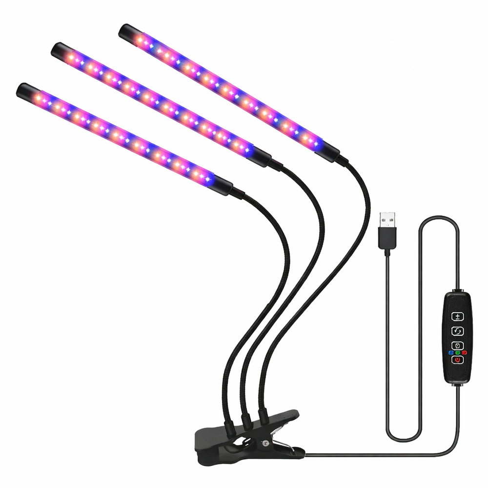 USB LED Grow Light Full Spectrum Clip Plant Lamp with Timer Control