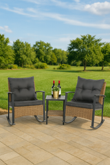 Candace 3 Piece Wicker Outdoor Rocking Chairs Bistro Set