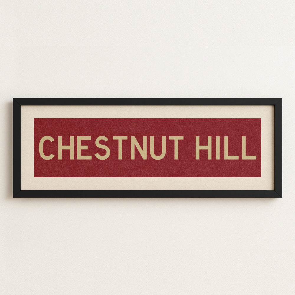 Framed Chestnut Hill Cardinal and Gold Bus Scroll